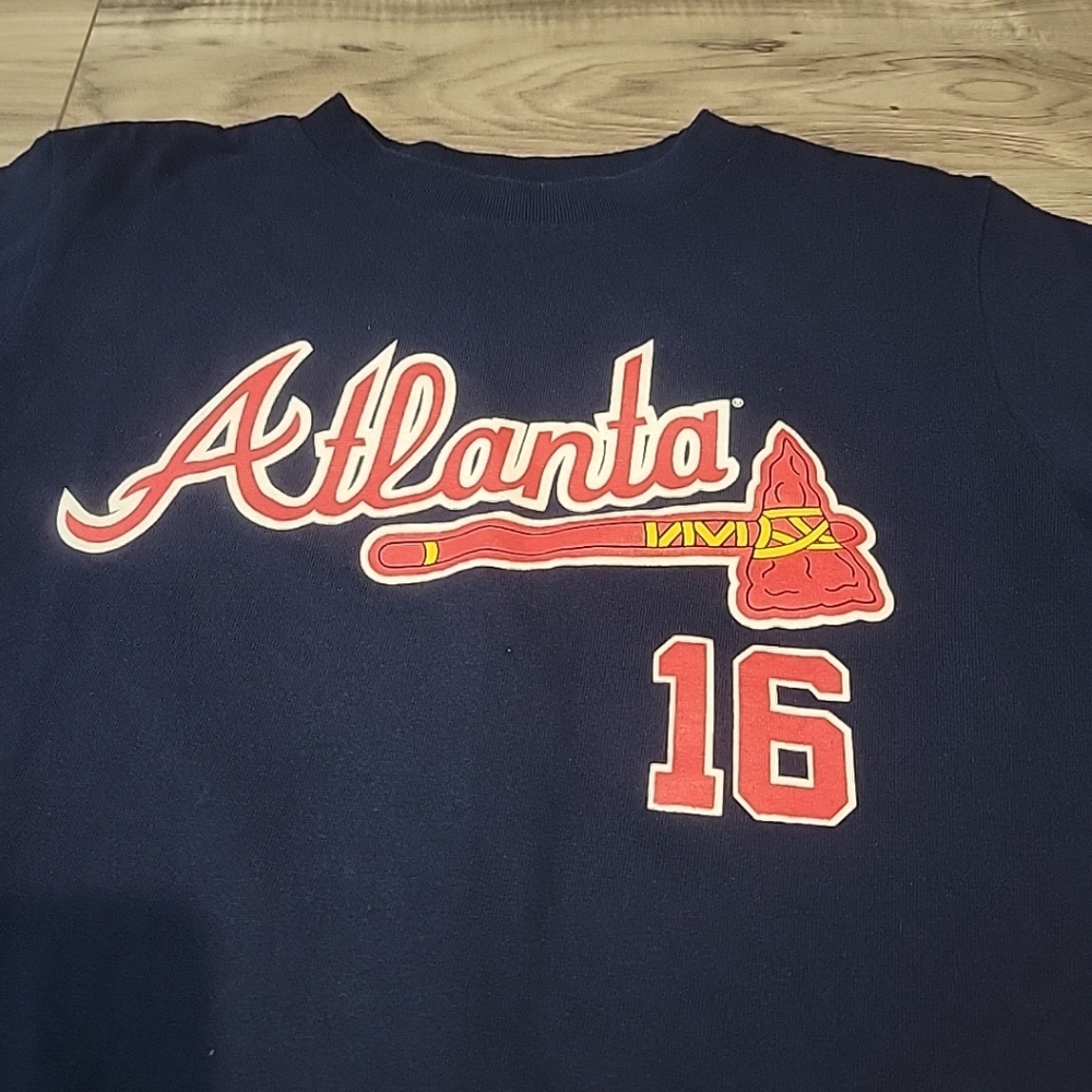 Brain‎ McCann Shirt Youth Small Blue Atlanta Braves Baseball MLB Tee